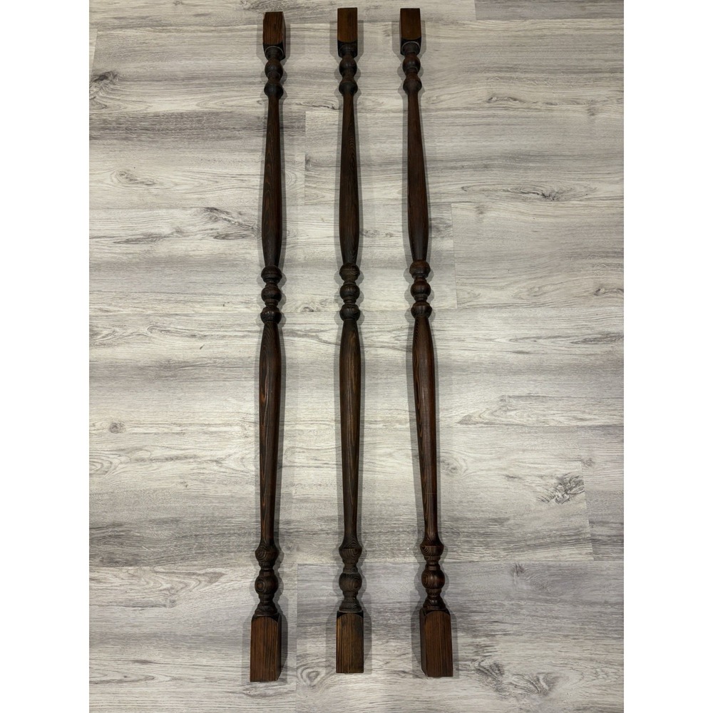 Lot Of 3 Vintage Wooden Spindles 49" (4' 1") Retro 70's‎ Balusters Stairs Decor